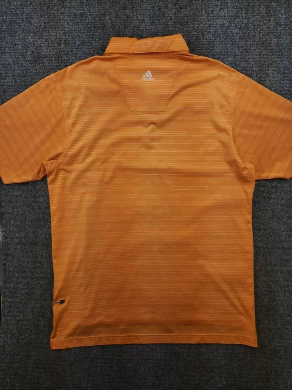Adidas Climalite Adult Men Large Orange Striped Short Sleeve Golf Polo Polyester